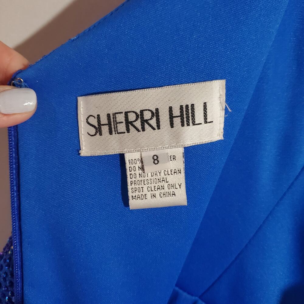 Sherri Hill Corset Rhinestone Maxi Gown Womens Size 8 Prom Homecoming Dress Blue - Picture 12 of 15